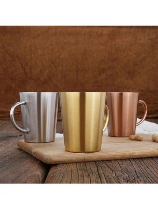 300ml 304 Stainless Steel Double Layer Mugs Coffee Cup Creative