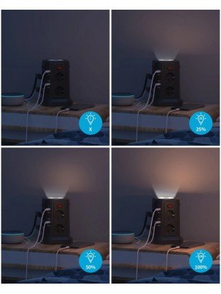 ES kelių lizdų viršįtampio apsauga 2500 W 10A, 8 dalių kelių