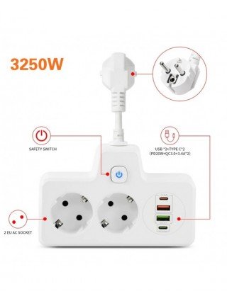 Power Strip Adapter for Europlug Wall Charger Electrical Socket