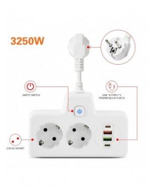 Power Strip Adapter for Europlug Wall Charger Electrical Socket