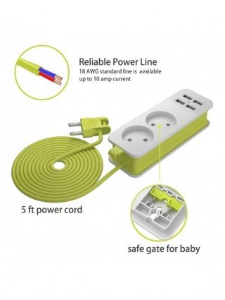 EU Plug Power Strip With 1.5M Extension Cable Electric Socket