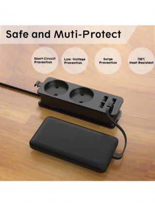 EU Plug Power Strip With 1.5M Extension Cable Electric Socket