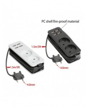 EU Plug Power Strip With 1.5M Extension Cable Electric Socket