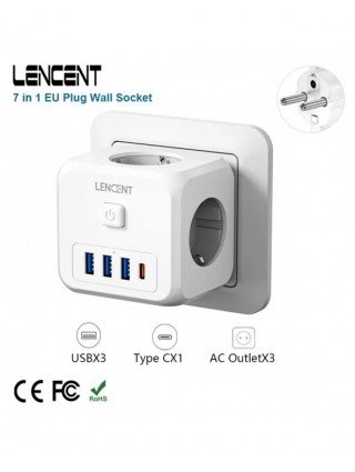 Wall Socket Extender with 3 AC Outlets 3 USB Ports And1 Type C