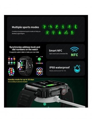 1.95"Outdoor Military GPS Sport Smart Watch Men Bluetooth Call