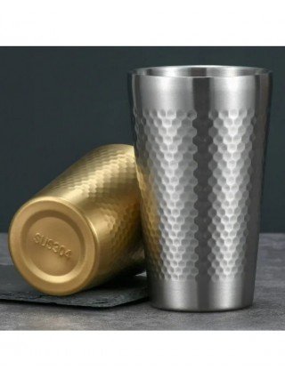 Hammered Texture Beer Mugs Stainless Steel Water Cup