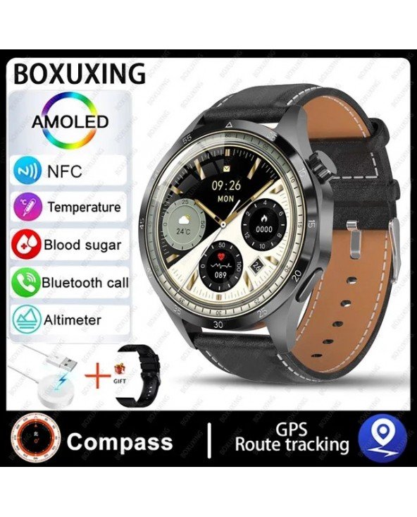 GT4 PRO NFC GPS Smart Watch Men AMOLED HD Screen Bluetooth Call