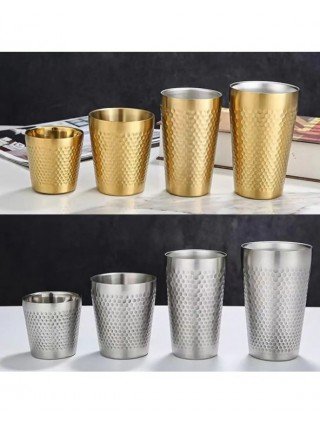 Hammered Texture Double-Wall Beer Cups Stainless Steel