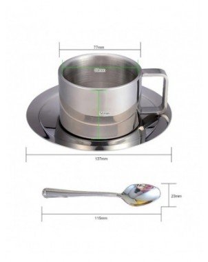 3pcs Stainless Steel Coffee Cup Set Double Walled Heat