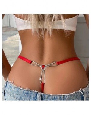 Fashion Belly Ruby Jewel-Tone Rhinestone Thong Chain Sexy Trend