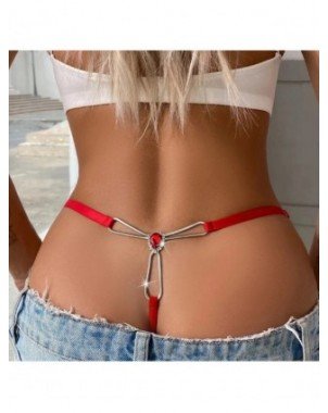 Fashion Belly Ruby Jewel-Tone Rhinestone Thong Chain Sexy Trend
