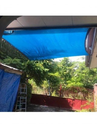 Blue and White Striped Shading Net Gardening Camping Awnings