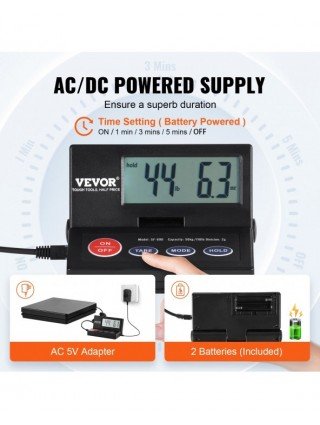 Skaitmeninės svarstyklės su laikmačiu 90° LCD ekranas AC/DC