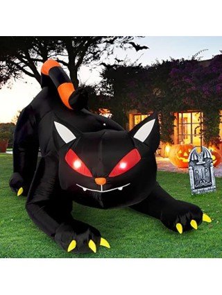 Halloween Inflatable 1.8m Black Cat Toy Shakes Head Ghost LED