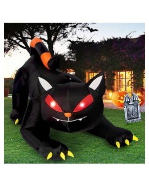 Halloween Inflatable 1.8m Black Cat Toy Shakes Head Ghost LED