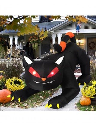 Halloween Inflatable 1.8m Black Cat Toy Shakes Head Ghost LED