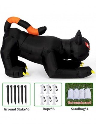 Halloween Inflatable 1.8m Black Cat Toy Shakes Head Ghost LED