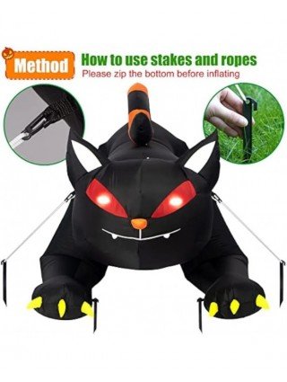 Halloween Inflatable 1.8m Black Cat Toy Shakes Head Ghost LED