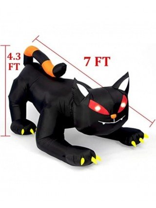 Halloween Inflatable 1.8m Black Cat Toy Shakes Head Ghost LED