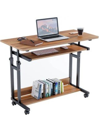 Dripex Desk Side Table Computer Desk with Wheels Laptop Table