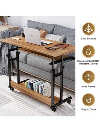 Dripex Desk Side Table Computer Desk with Wheels Laptop Table