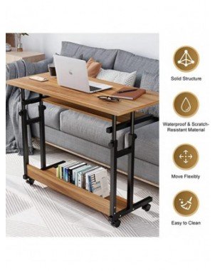 Dripex Desk Side Table Computer Desk with Wheels Laptop Table