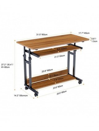 Dripex Desk Side Table Computer Desk with Wheels Laptop Table