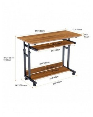 Dripex Desk Side Table Computer Desk with Wheels Laptop Table