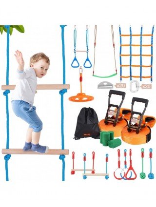 2x50/56/60/65FT Ninja Warrior Obstacle Course for Kids