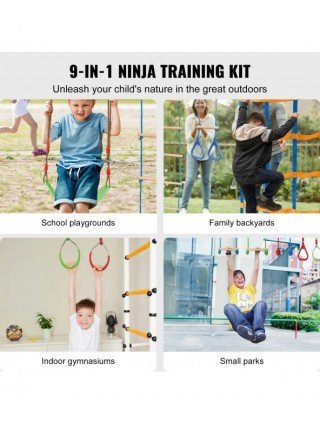 2x50/56/60/65FT Ninja Warrior Obstacle Course for Kids