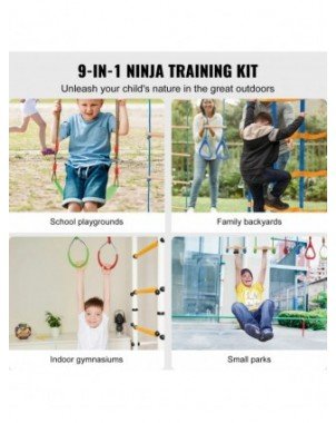 2x50/56/60/65FT Ninja Warrior Obstacle Course for Kids