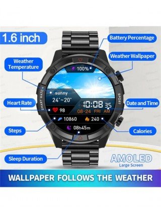 New Smart Watch Men AMOLED HD Screen Bluetooth Call 4G Local