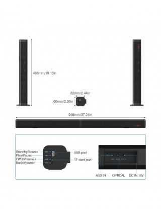 Sounderlink nuimamas Bluetooth televizoriaus Soundbar laidinis