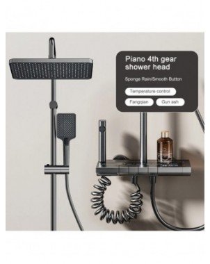 Grey Piano Button Ambient Light Bathroom Shower Full Set