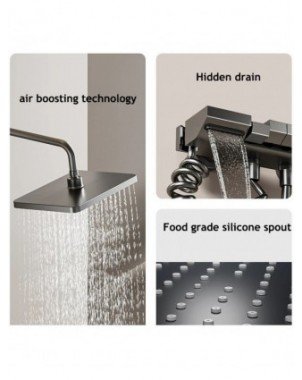 Grey Piano Button Ambient Light Bathroom Shower Full Set