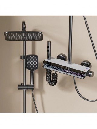 Full Star Lights Bathroom Shower Head Set Brass Mirror