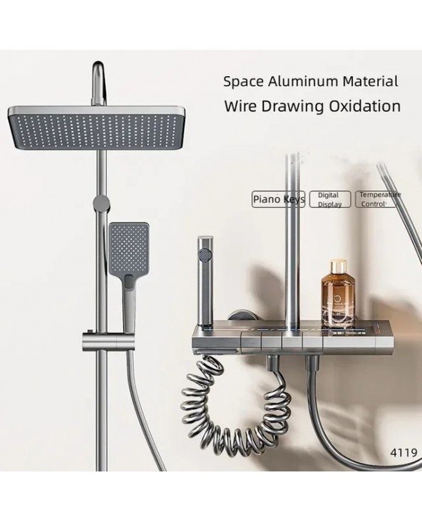 Space Aluminum Shower Set Digital Display Shower High Pressure Space Aluminum Shower Set Digital Display Shower High Pressure