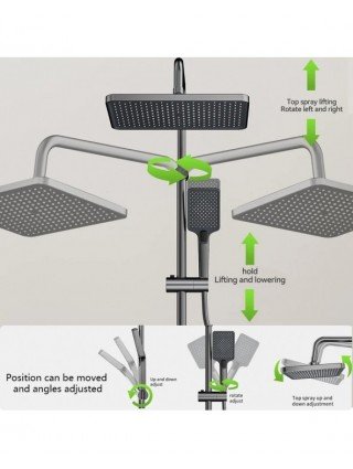 Space Aluminum Shower Set Digital Display Shower High Pressure