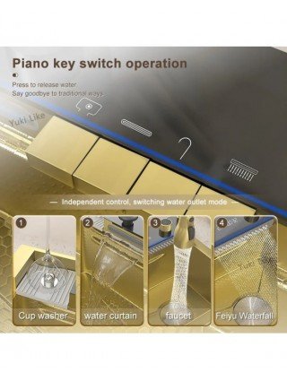Golden Kitchen Sink Multifunctional Stainless Steel Waterfall