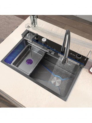 Stainless Steel Kitchen Waterfall Sink Digital Display Large