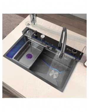 Stainless Steel Kitchen Waterfall Sink Digital Display Large