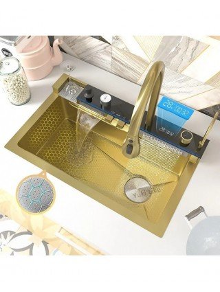 Stainless Steel Kitchen Waterfall Sink Digital Display Large