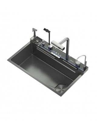 Kitchen 304 Stainless Steel Waterfall Sink, Large Single Slot