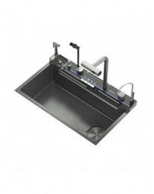 Kitchen 304 Stainless Steel Waterfall Sink, Large Single Slot