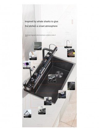Kitchen 304 Stainless Steel Waterfall Sink, Large Single Slot