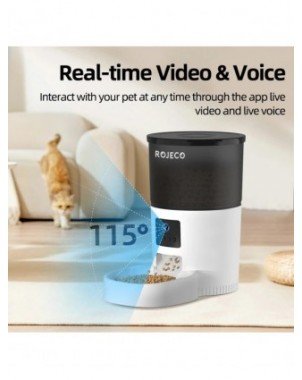 ROJECO Automatic Cat Feeder With Camera Video Cat Food