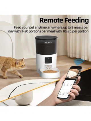 ROJECO Automatic Cat Feeder With Camera Video Cat Food