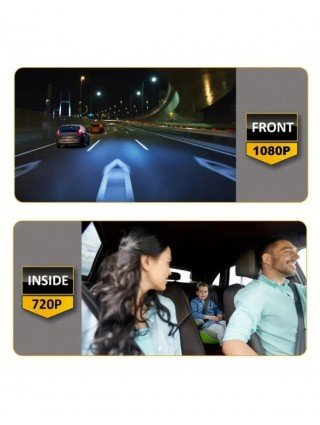 1080P dviguba kamera, Dash Cam automobiliams, priekinė ir