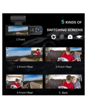 1080P dviguba kamera, Dash Cam automobiliams, priekinė ir