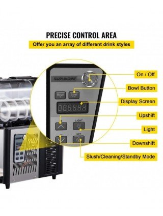 Commercial Slushy Machine 3LX2 Tank Slush Drink Maker 340W